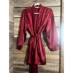 Victoria's‎ Secret Satin Robe Ruby Red Wrap Tie Waist Lingerie Loungewear